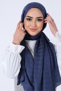 Lacivert Eslem Jakar Şal 