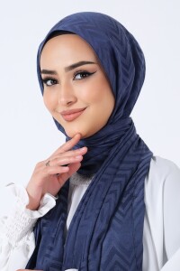 Lacivert Lino Jakar Şal 