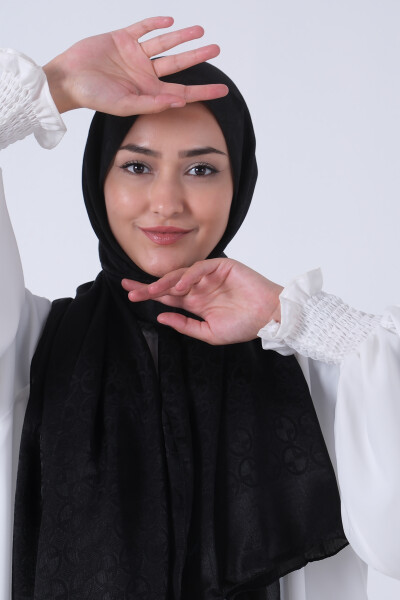 Siyah Beyza Jakar Şal - 1