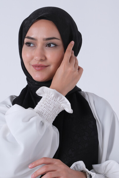 Siyah Beyza Jakar Şal - 5