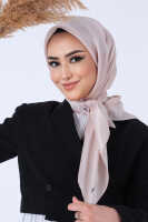 Kum Beji Kristal Saten Eşarp V-64