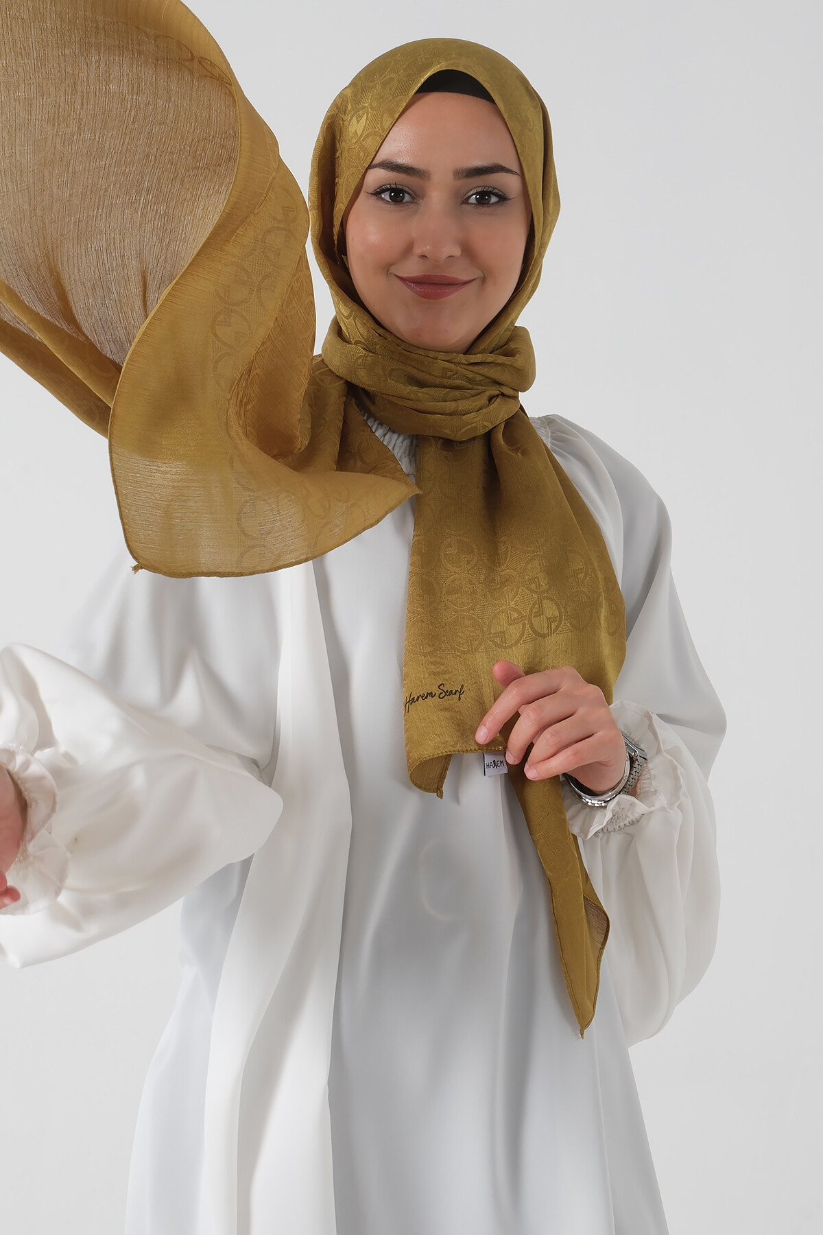 Yağ Yeşili Beyza Jakar Şal - harem