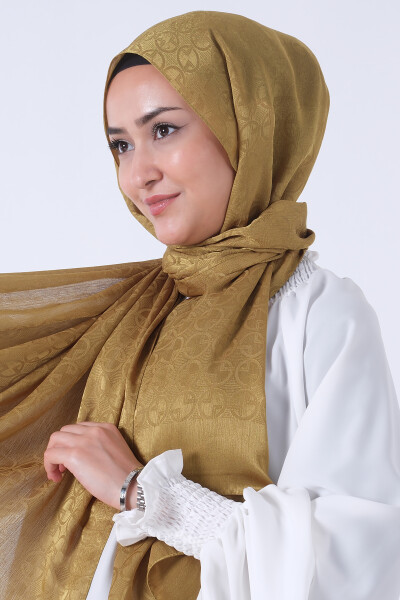 Yağ Yeşili Beyza Jakar Şal - 4