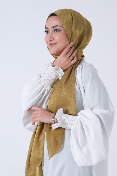 Yağ Yeşili Beyza Jakar Şal - 5