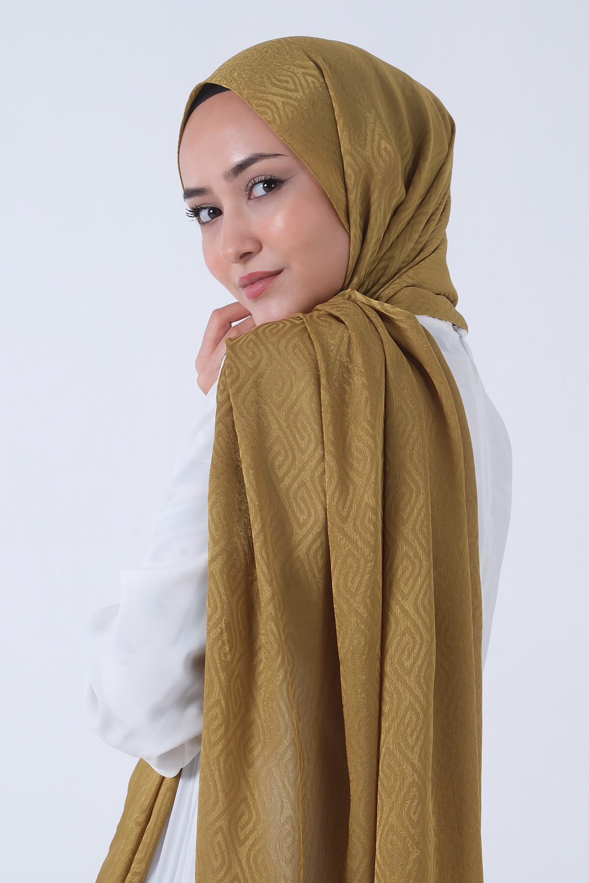 Yağ Yeşili Masal Jakar Şal - harem